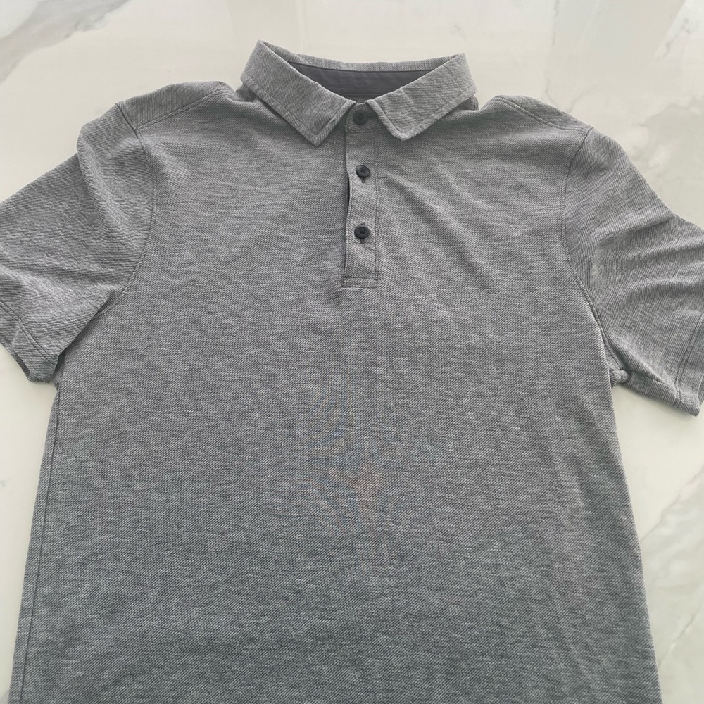 Lululemon Athletica Gray Polo Shirt with Heathered Texture
